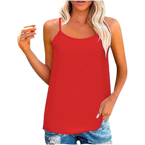 J. Crew Tops - J. Crew Brilliant Red Camisole Tank Top Adjustable Straps Comfy Airy Summer Work